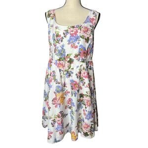 NEW Sincerely Jules Dress in Pink and Blue Floral Linen Blend Size L